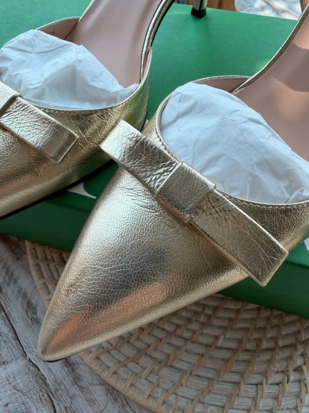Jcrew Made-in-Italy Colette bow pumps in metallic crinkle